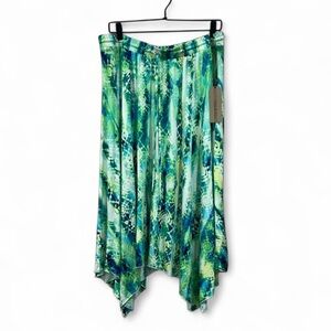 Nina & Mee NWT Blue Green Tie Dye Asymmetrical Colorful Skirt Size 1X